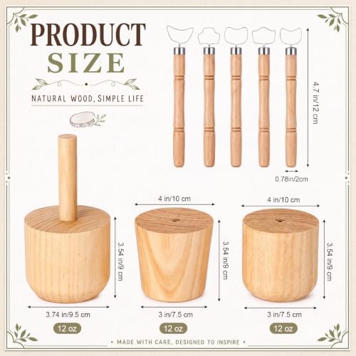 Ferrochef Cup Pottery Molds Clay Tools Set Wooden Sculpture Scraper Pottery Carving Tool Cup Handle Shape Clay Cutters for DIY Mug Vase Art Making (Small-Medium,12, 12, 12oz) - Image 2