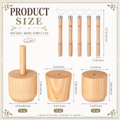 Ferrochef Cup Pottery Molds Clay Tools Set Wooden Sculpture Scraper Pottery Carving Tool Cup Handle Shape Clay Cutters for DIY Mug Vase Art Making (Small-Medium,12, 12, 12oz) - Image 2