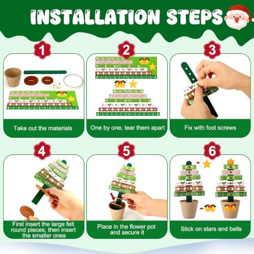 30 Sets Christmas Tree Pot Craft Kit, Standing Paper Xmas Tree DIY Bulk - Image 3