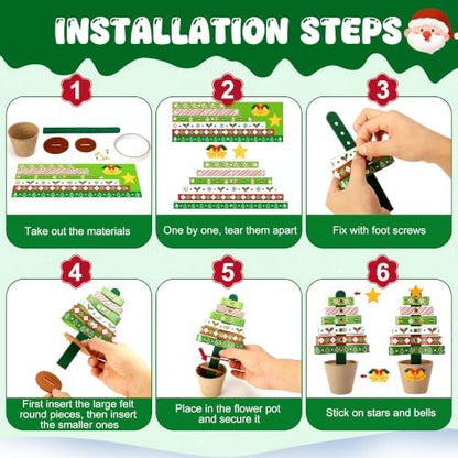30 Sets Christmas Tree Pot Craft Kit, Standing Paper Xmas Tree DIY Bulk - Image 3