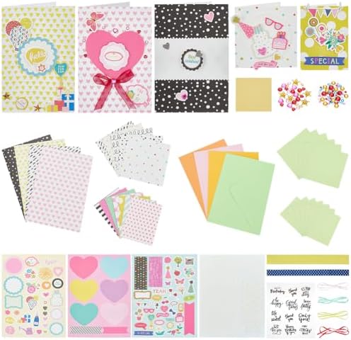 AHANDMAKER Paper Card Making Kits 16 Blank Greeting Cards Envelopes and Thank You Sticker Colorful Birthdays Cards for Weddings, Teachers, Parents, Christmas, Gift Giving, Rose Color by AHANDMAKER