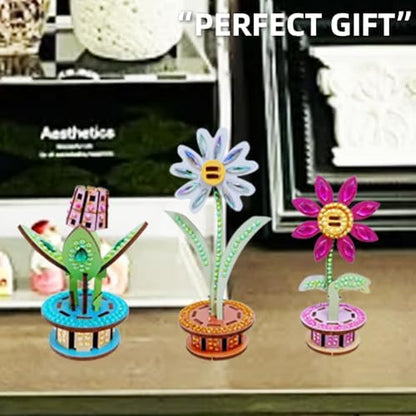 3D Wooden Flower DIY Kit with Sparkling Diamonds Layered Wood Crafts for Adults and Teens Home Decor Creative Building Project Unique Ornament Gift - Image 5