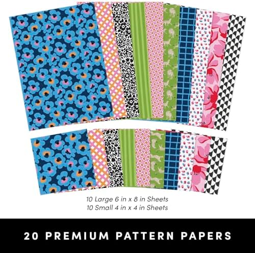PAPERAGE Junk Journal & Scrapbook Kit, Hardcover Blank Journal Notebook, 20 Patterned Papers, 8 Sticker Sheets, 20 Die-Cut Shapes, 2 Washi Tapes & Tape Roller, Creative Journaling Supplies - Raspberry - Image 5