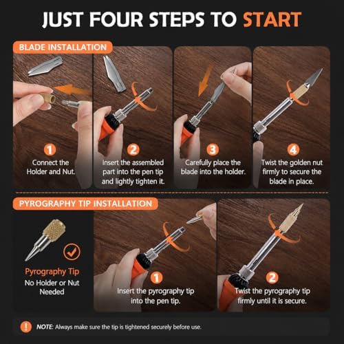 K KERNOWO Wood Burning Tool Kit for Adults & Teens | 17-Piece, Adjustable Temperature Pyrography Pen Set, 14 Premium Tips, Insulated Rubber Grip, For DIY Crafts Gift - Image 5