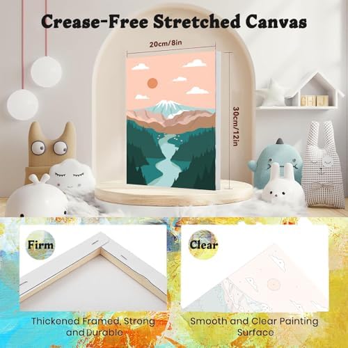 4 Pack Scenery Paint by Numbers for Adults with Frame Canvas - Wooden Easel - Image 2