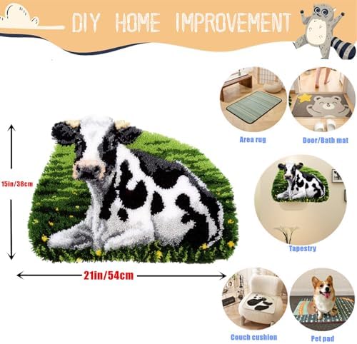 Fram Cow Latch Hook Kits for Adults Beginners, Pre-Printed 21“ X 16" - Image 2