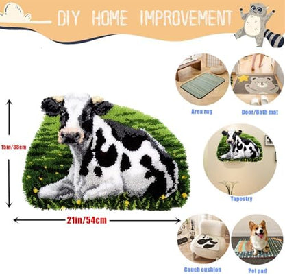 Fram Cow Latch Hook Kits for Adults Beginners, Pre-Printed 21“ X 16" - Image 2