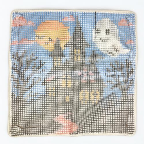 Howie's Latch Hook Kit, DIY Haunted House Pillow Crochet Yarn Kits for Adults, Color Preprinted Pattern Embroidery Sofa Cushion Cover (Haunted House, 16.93 x 16.93 inch) - Image 3