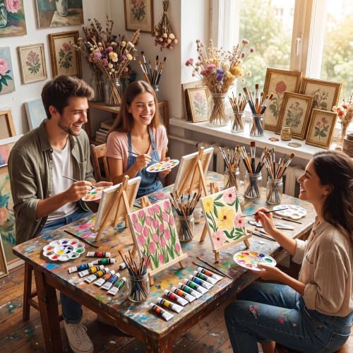 Cholemy 36 Pcs Paint and Sip Kit Gift for Adults 8''x10'',Fresh Flowers - Image 6
