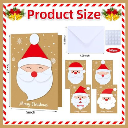 Dispowreath 48 Pcs DIY Christmas Card Making Kits with Envelopes DIY Christmas Craft Make Your Own Santa Claus Greeting Card Making Supplies for Holiday Xmas Party Decoration Favor - Image 2