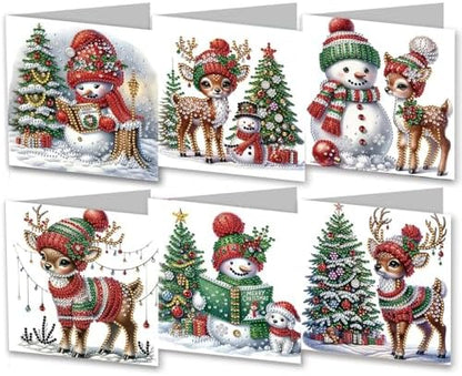 DIY Diamond Greeting Cards Set Christmas, 5D DIY Diamond Art Painting Greeting Card, DIY Christmas Card Making Kits for Family Friends Handmade Gift-#34-Snowman Deer by Unknown