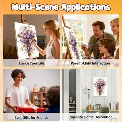 MAXBYE Framed Paint by Numbers Kits for Adults, Cross Flowers Paint by Numbers Kit for Adults with Wooden Easel, Easy DIY Oil Painitings Kits with Tools for Beginners Gift Home Wall Decor 10×14 Inch - Image 7
