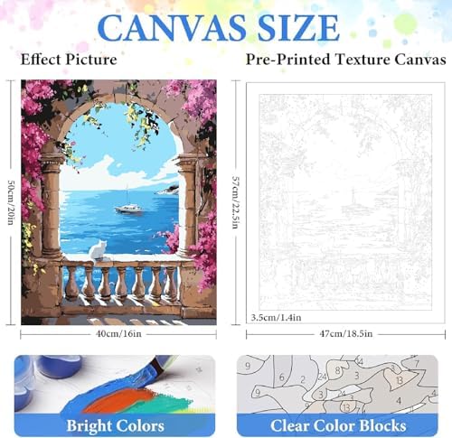 ZRIZQ Landscape Paint by Numbers Kits for Adults Beginner,Scenery,16x20 - Image 2