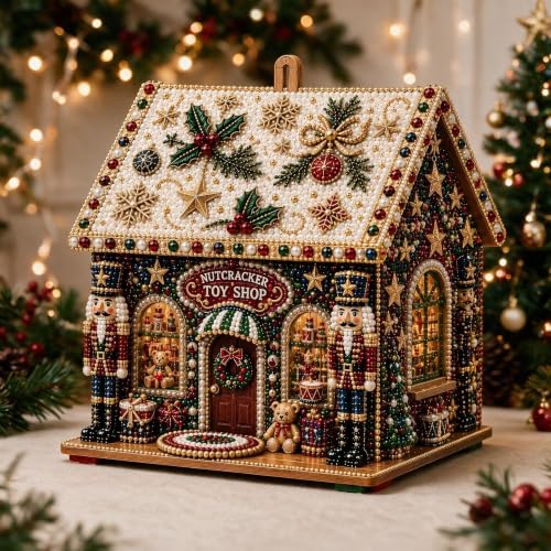 3D Christmas Wooden House Pearl Diamond Painting Kits for Adults, Beginners by Unknown