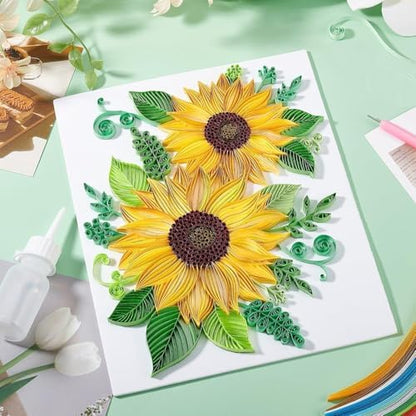 PH PandaHall Paper Quilling Kit 360pcs Paper Quilling Strips Sunflower Quilling Pattern Template Board Quilling Patterns DIY Crafts Set for Beginner Adults 9.6x8.2in - Image 4
