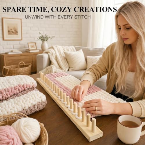 60" Long Adjustable Chunky Blanket Knitting Loom Kit with Storage Bag - Image 5