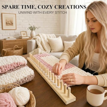 60" Long Adjustable Chunky Blanket Knitting Loom Kit with Storage Bag - Image 5
