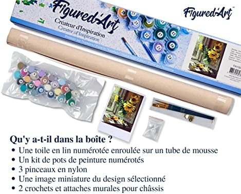 Figured'Art Paint by Numbers for Adults Sunflowers and Apple in Front of The Window 16"x20" - Craft Art Painting DIY Kit Rolled Canvas Without Frame - Image 5