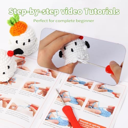 GOZATO Crochet Kit for Beginners, Halloween Night Light Ghost Kit with Step-by-Step Video Tutorials, Easy Beginner Crochet Kit for Adults, Women & Men, Handmade DIY Gift Complete Kit Included (2Pack) - Image 4
