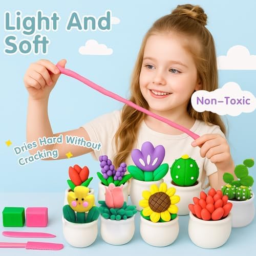 Air Dry Clay for Kids, 12 Plants DIY Modeling Clay Kit with Sculpting Tools - Image 4