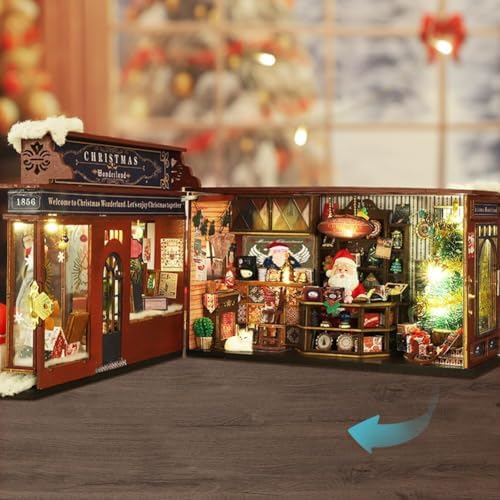 DIY Miniature Dollhouse Kit, Wooden Dollhouse Kit Miniature House Kit with LED Light,Creative Room Idea for Adults Christmas Doll House DIY Kit - Image 3
