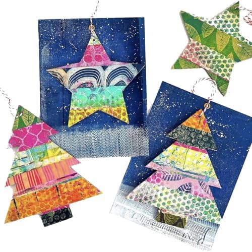 Gelli Arts Christmas Card Kit - Printing Kit with 5 X 5 Gel Printing Plate, DIY Postcards and Printmaking Supplies, Gel Print Set for Beginners, Handmade Card Set - Image 3