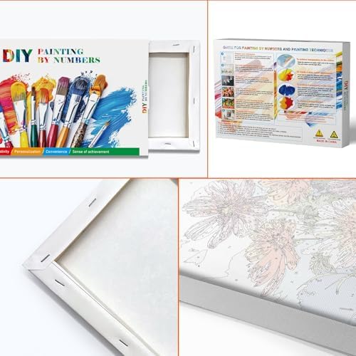 JOOZ Flowers Paint by Numbers Kit for Adults with Frame, Flower Paint by Number with Easel, DIY Floral Adult Paint by Number Kits Framed Canvas for Home Wall Decor 8 x 12 Inch - Image 6