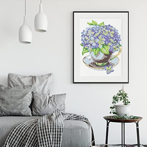 ARTEZA Paint by Number for Adults, 12x16 Inches, 21 Pieces, Hydrangea Flowers Paint by Numbers Kit, 1 Canvas Panel, 12 Acrylic Paint Pots, 5 Paintbrushes, Art Supplies for Home & Office Decor - Image 5