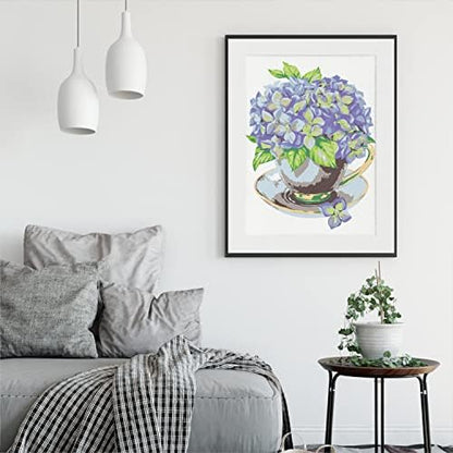 ARTEZA Paint by Number for Adults, 12x16 Inches, 21 Pieces, Hydrangea Flowers Paint by Numbers Kit, 1 Canvas Panel, 12 Acrylic Paint Pots, 5 Paintbrushes, Art Supplies for Home & Office Decor - Image 5