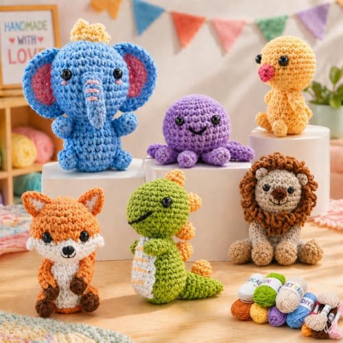 Xanlon Crochet Kit for Beginners,6pcs Animals Knitting Beginner Starter Kit by Unknown