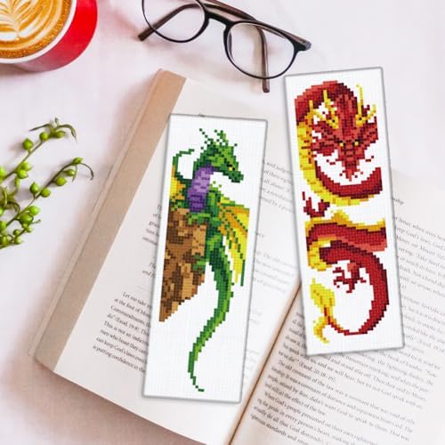 ORIGACH 6 Set Dragon and Loong Cross Stitch Bookmark Kit for Beginner - Image 5