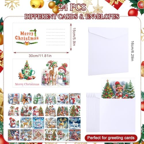 48 Pack Christmas Diamond Painting Greeting Cards,Classic Style - Image 2