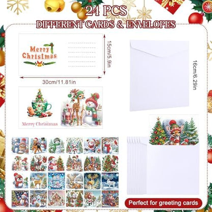 48 Pack Christmas Diamond Painting Greeting Cards,Classic Style - Image 2