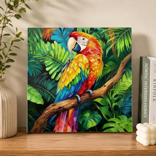 AUKELHJ Framed Paint by Numbers Kit for Adults, Parrot, 10x10 inch - Image 2