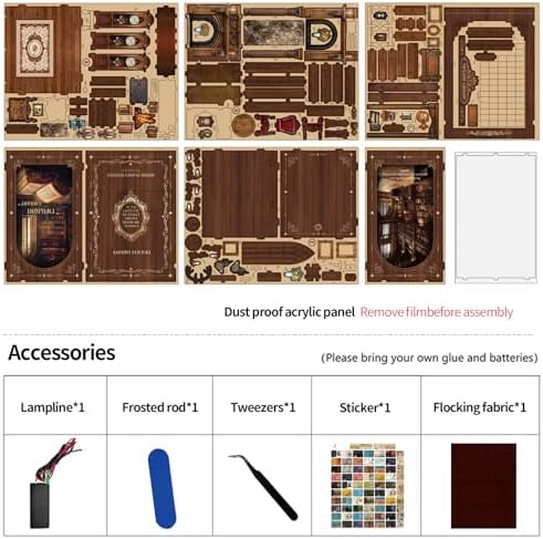 Book Nook Kits 3D Wooden Puzzles for Adults Crafts Miniature Dollhouse Kit & DIY Miniature House Kit, Tiny House Building Kit Bookshelf Decor - the for Family and Friends - Image 4