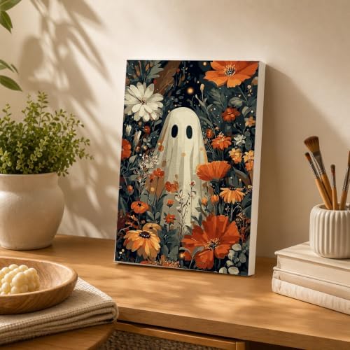 Spandrel Ghost Paint by Number Kits Floral for Adults, Halloween Paint by Number Kits on Canvas Daisy Flower, DIY Acrylic Oil Painting by Numbers Gitfs for Home Wall Decor, 8x12in - Image 4