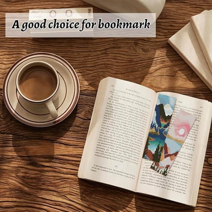 NEGEKFKX 6 Pcs Landscape Cross Stitch Bookmark Kit for Adult Beginners - Image 3