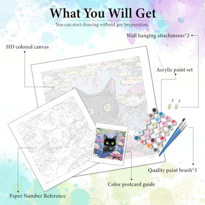 Dawnsphere Black Cat Paint by Numbers Kit for Adults Without Frame 16x16 in - Image 4