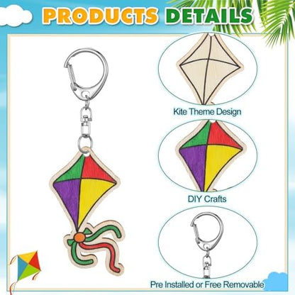 RattanView 24 Pcs Kites Craft Keychains DIY Keychain, 12 Styles - Image 3