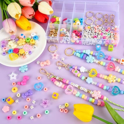NEBURORA 324 Pcs Colorful Beaded Keychain Making Kit DIY Keychain Crafts - Image 5