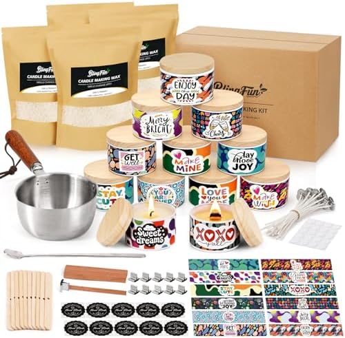 Blingfun Soy Wax Candle Making Kit, All-in-One Candle Making Kit for Beginners with Candle Making Pot, Wicks, Dyes & 12 Candle Tins, Practical DIY Candle Kit for Adults Gift Set (2LB+plu) by Blingfun