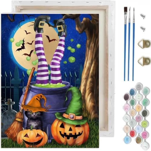 TCDZMYGS Halloween Paint by Numbers Kit for Adults-Witch,with Frame 10x12In by TCDZMYGS