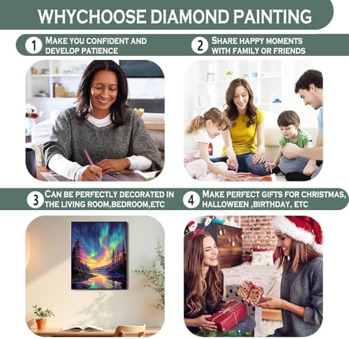 sdfkmlcdl Starry Sky Aurora Diamond Art Kits for Adults, Fantasy Northern Lights Lake Landscape Full Drill Diamond Painting Kits for Adults Beginners, 9.8x11.8 Inch - Image 7