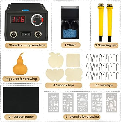Wood Burning Kit Temperature Adjustable Pyrography Machine,Wood Burning Tool, 60W Digital Wood Burner with 30PCS Pyrography Wire Tips for Wood, Leather, Gourd - Image 7