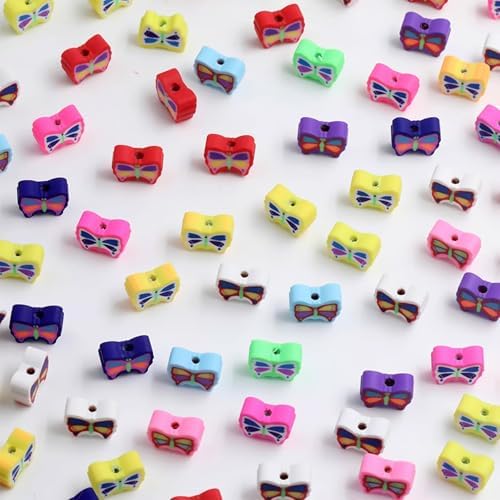 100 Pcs Butterfly Polymer Clay Beads Mixed Heishi Spacer Beads Supplies for DIY Bracelet Earring Necklace Jewelry Making - Image 4