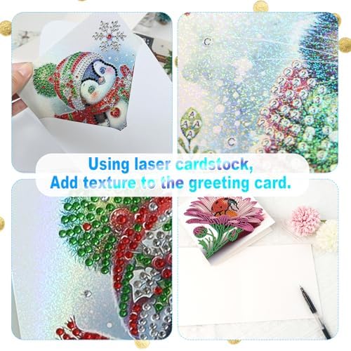 LazyFold 6Pcs DIY Diamond Art Painting Greeting Cards with Envelopes, Ladybugs and Flowers All Occasion Note Card Kit for Women, Handmade Thank You Birthday Friendship Cards Gift - Image 3