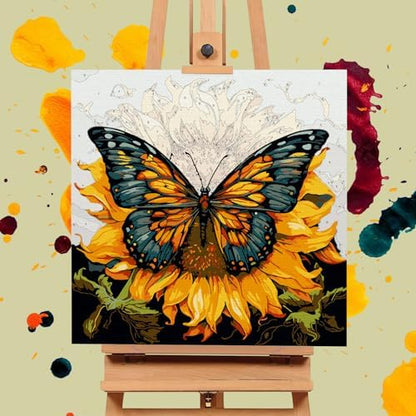 Framed Paint by Numbers Kit for Adults Beginners, Butterfly Sunflower - Image 4