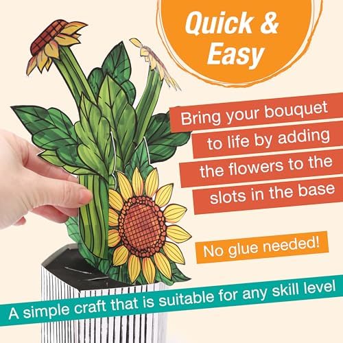 Faber-Castell Pop Up Coloring Bouquet: Sunflowers, Crafts for Adults and Sunflower Gifts for Women, Craft Kits for Adults and Teens, Adult Coloring and Gifts for Teen Girls | Gifts for Mom - Image 6