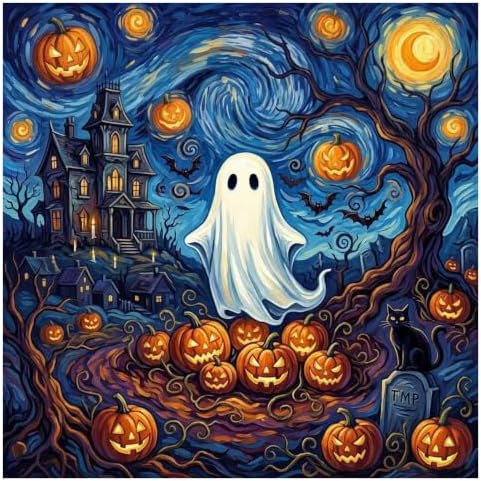 Mandun Halloween Ghost Paint by Numbers Kit for Adults, 16x16 inch by MANDUN