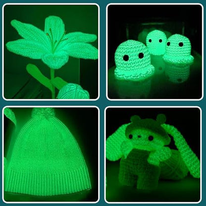 120g Glow in The Dark Yarn for Crocheting and Knitting; 120m(144yds) Yarn for Beginners with Easy-to-See Stitches; Worsted-Weight Medium #4; Yarn for Beginners Crochet Kit Making - Image 5